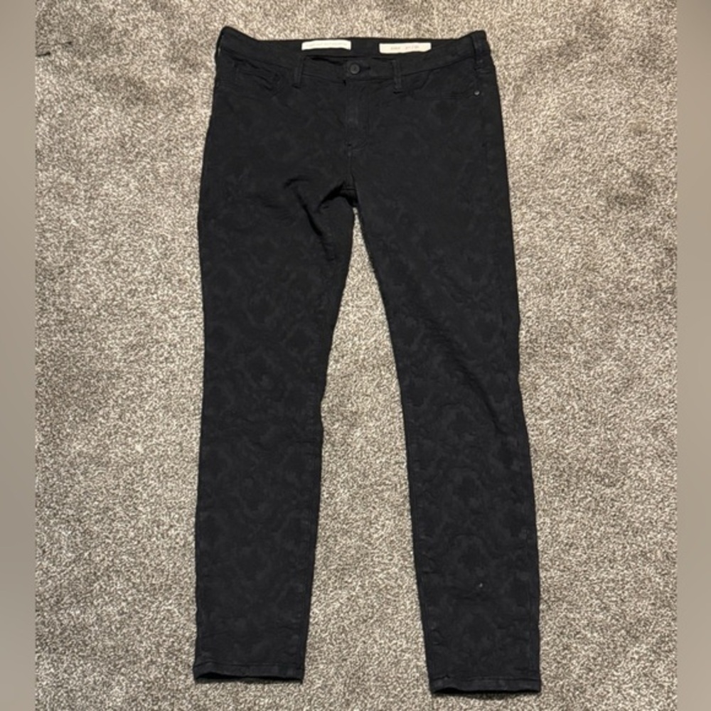 Anthropologie Pilcro &the Letterpress Serif Textured Pants‎ 30 BLACK,MSRP-$128